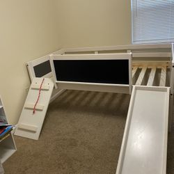 Twin Loft Bed With Slide And Chalk Board 