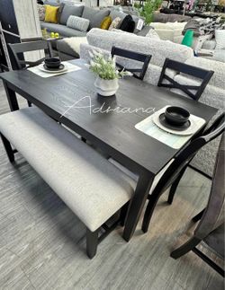 Beautiful‼️ 6-Pc Dining Table Set Charcoal Finish