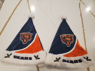 Lot of 2 Forever Collectibles NFL Embroidered Santa Hats WTX0(contact info removed)1 Chicago Bears Logo Unisex Rare