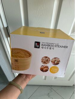 Two-Tier Basket and Lid Bamboo Steamer
