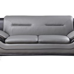 *Brand New* Lexicon Matteo Faux Leather Sofa in Gray And Black