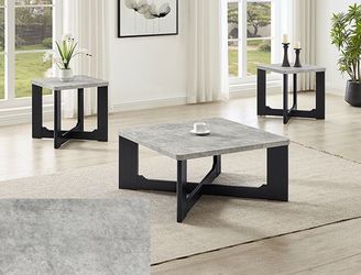 Coffee Table set 3 pc Faux Concret, Black wood finish, New Especial price