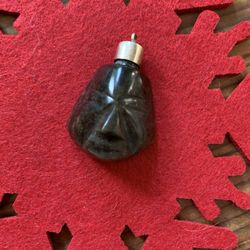 Vintage Onyx Tribal Mask Necklace Charm