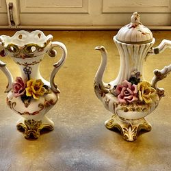 1 set Capodimonte  Vase, 15” , 12” tall 
