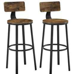 LIKE NEW Bar Stools, Tall Bar Chairs with Backrest, Set of 2 (28.8-Inch High)