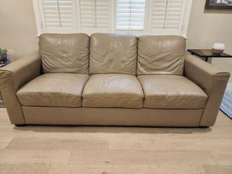 Tan Leather 3-Seat Sofa