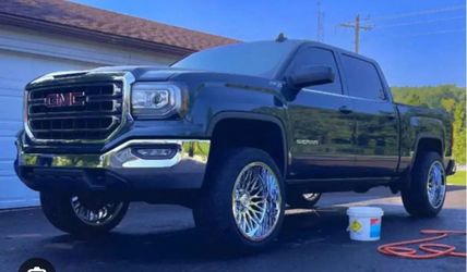 Chrome wheels and tires 22x12