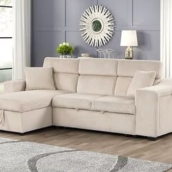 Bonaterra II Beige Sectional Sofa – Oversized Modern Couch w/ Chaise – Comfy & Stylish for Living Roo
