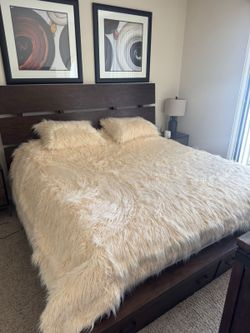 Solid wood king size bed frame