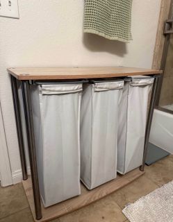 3-Bag Laundry Sorter with Wood Top