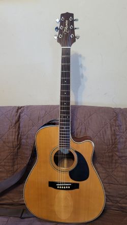 TAKAMINE G-SERIES ACOUSTIC ELECTRIC GUITAR MODEL EG-334C MADE IN VIETNAM DREINAUGH IN NATURAL COLOR.