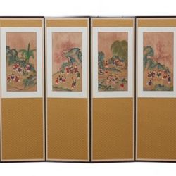 A Korean Eight Panel Landscape Screen
