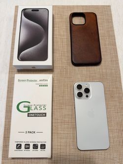 iPhone 15 Pro Max 256GB White Titanium + Extras – $575 OBO