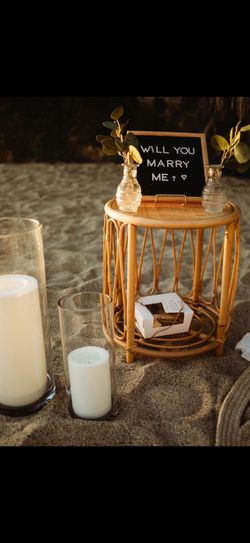 Rattan side table