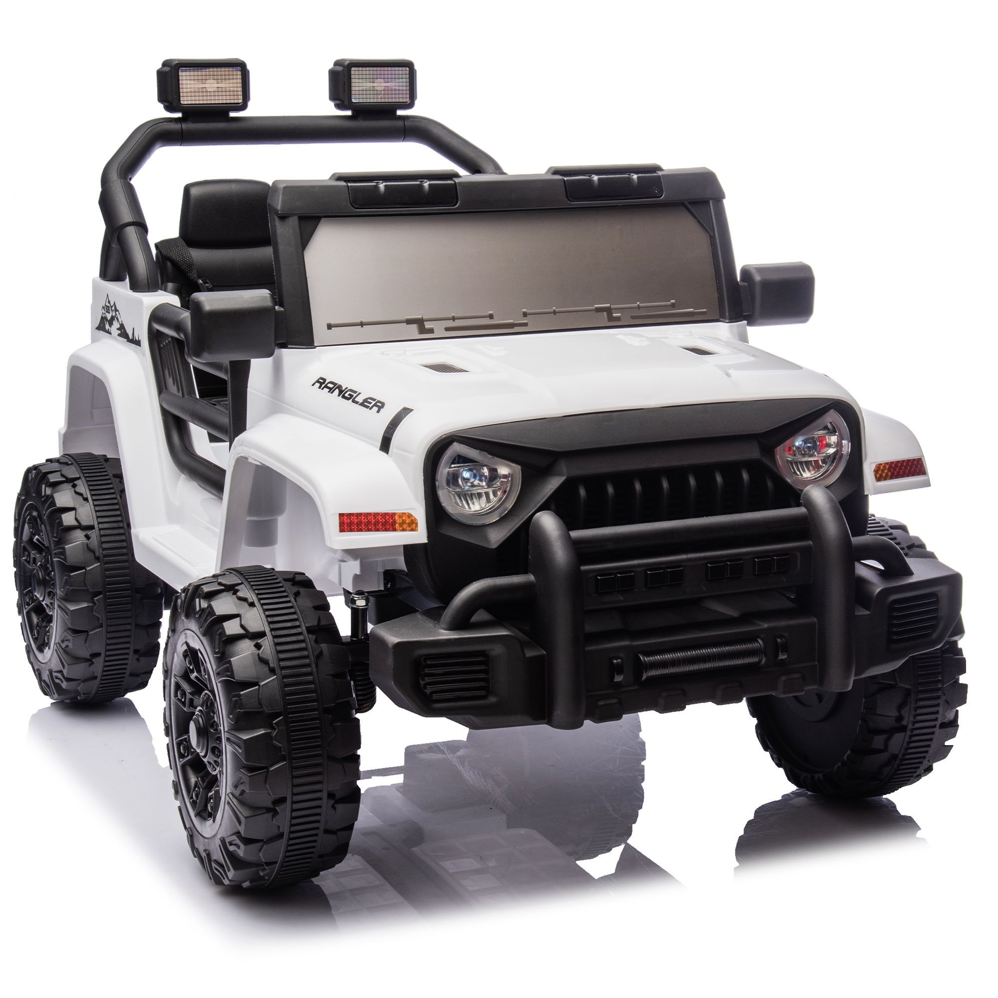 12V Kids Ride On Electric Car W/Parents Control,Dual drive, Four-wheel Suspension,With music,Bluetooth,MP3,USB,with headlights, steering wheel quick r