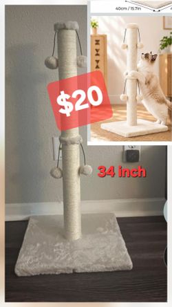 34" Height Tall Cat Scratching Post, Claw Scratcher with Sisal Rope