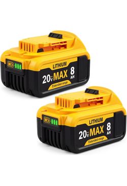2-Pack 8000mAh High-Capacity Replacement for Dewalt 20V Max Battery