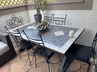 Outdoor Dining Table - Mosaic And Iron
