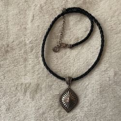 Napier Leather Necklace With SilverTone Pendant 