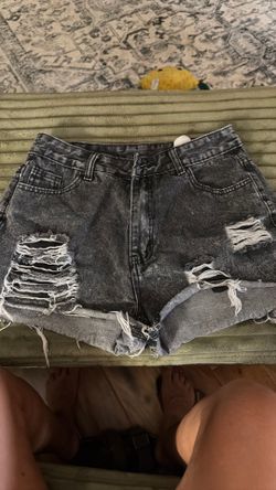SHEIN black denim shorts