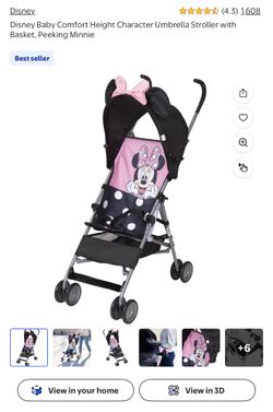 Disney Baby Comfort Height Character Umbrella Stroller with Basket, Peeking Minnie
