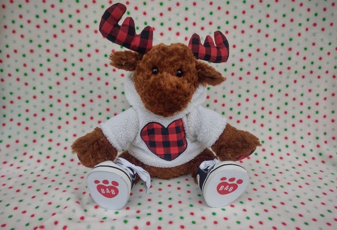 Build A Bear Winter Wishes Moose Buddy Plush Plaid Buffalo Chrismas Valentines