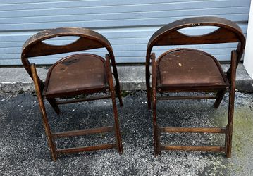 Vintage Folding Wooden Chairs (pair) Thumbnail