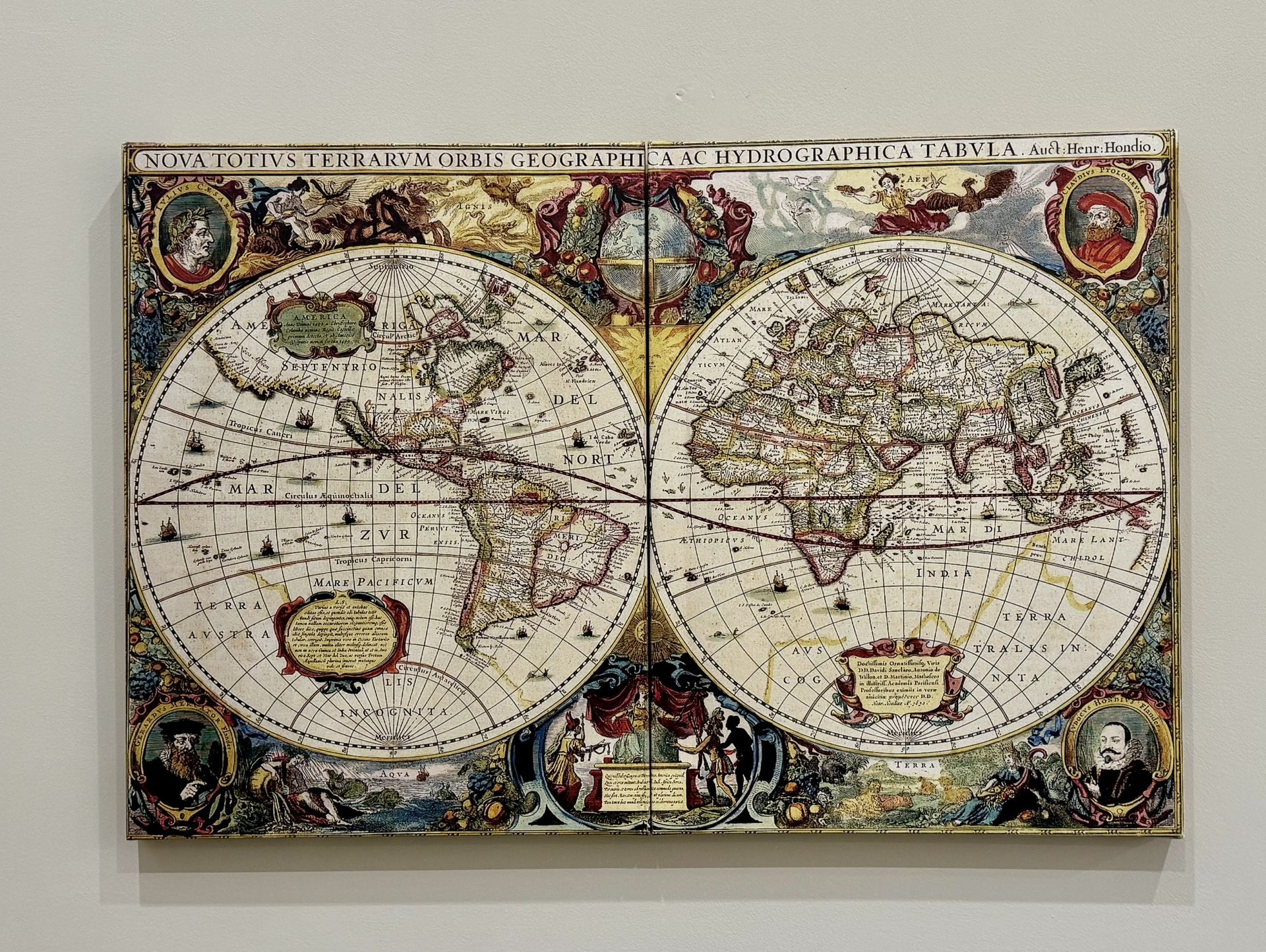 Antique World Map by Henricus Hondius
