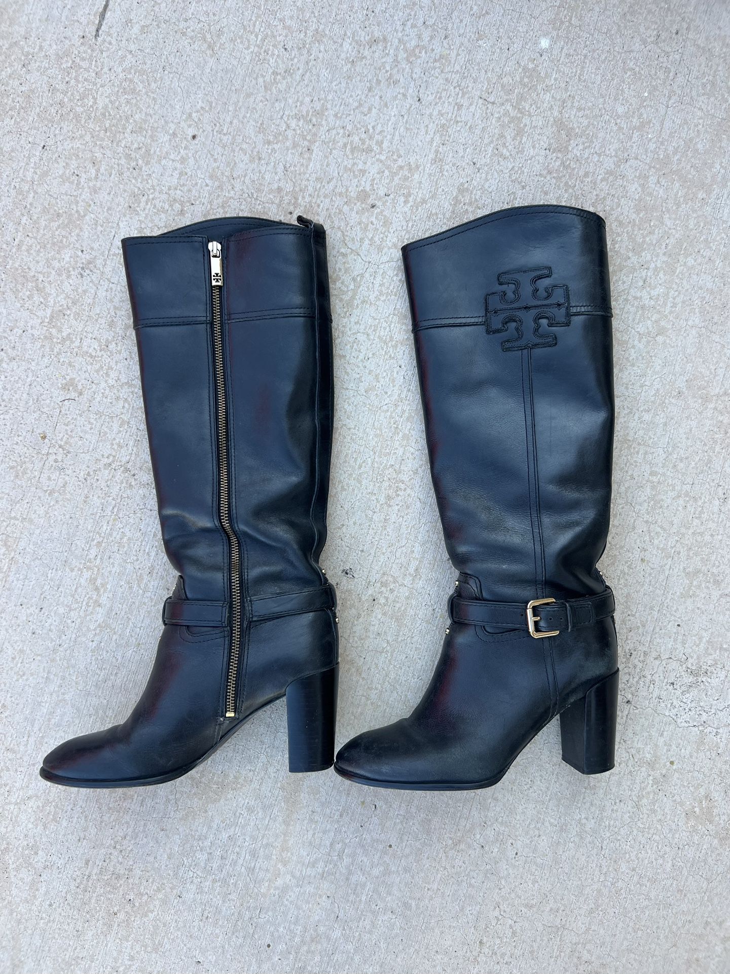 Tory Burch Blaire Heel Tall Leather Riding Boot Size 8