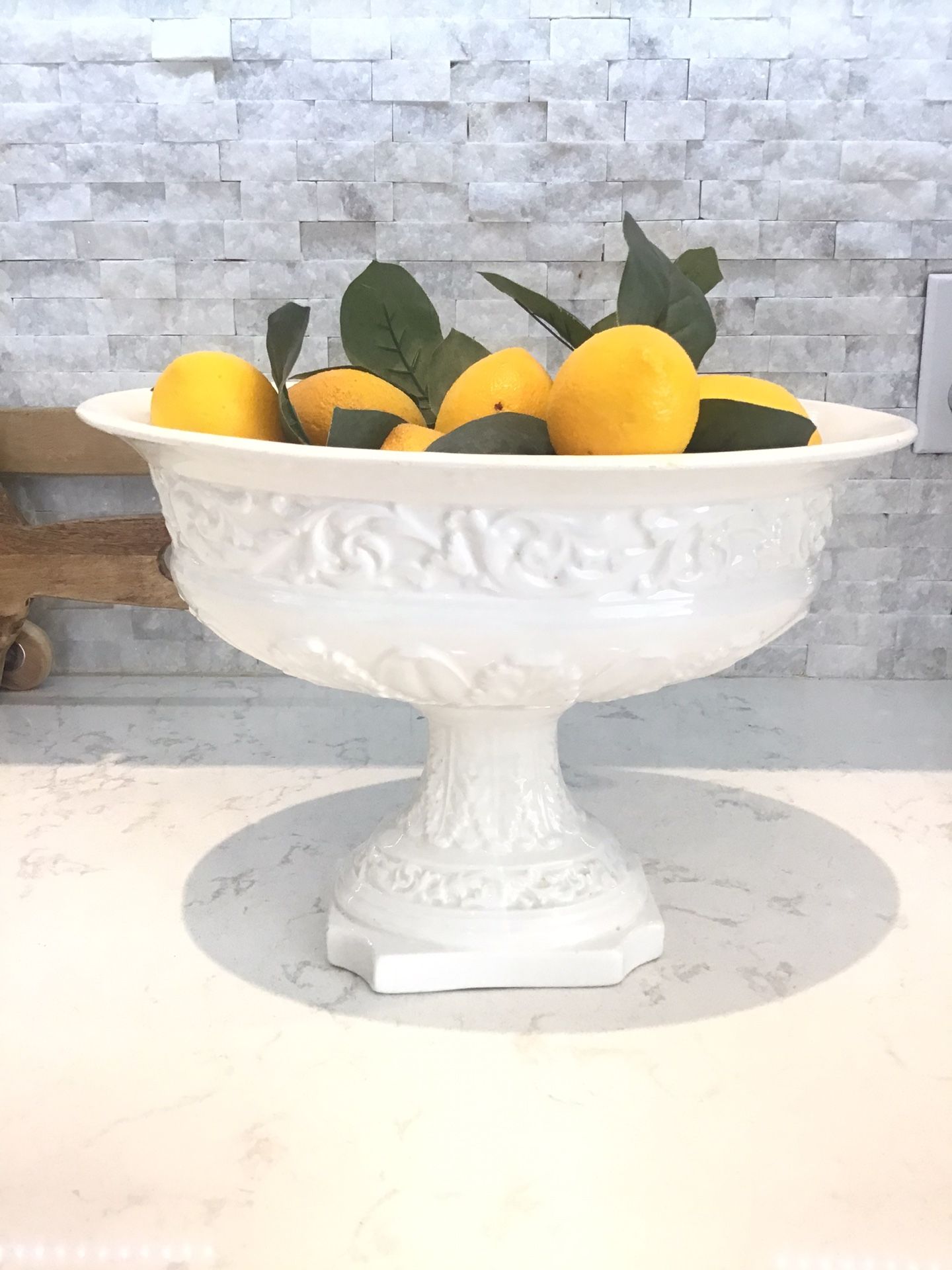 White Pedestal Bowl Italy