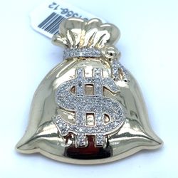 10KT Yellow Gold Diamond Money Bag Pendant 8.50g 181356/12