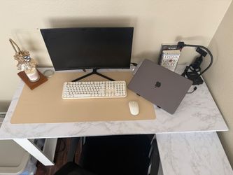 L-Shaped reversible Office Desk w/ 3 Drawers & Storage and chair