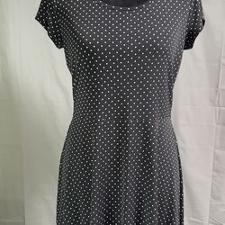 Michael Kors Size Medium Black and White Polkadot Fit and Flare Dress Flowing