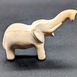 Hand Carved Soapstone Elephant Figurine  "Lucky Trunk Up" EUC