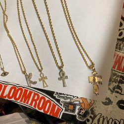 10k , 14k , 18inch -24 Inch Gold Rope Chains And Pendants 