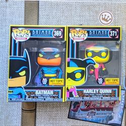 Blacklight Batman and Harley Quinn (Hot Topic Exclusive) DC Funko Pop Bundle