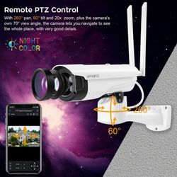 Floodlight 3MP Wireless PTZ Security Camera WiFi Camera, PTZ Control, Auto Floodlight Color Night Vision