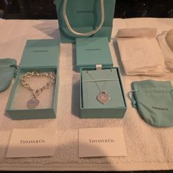 Tiffany And Co Heart Tag Necklace And Bracelet Set