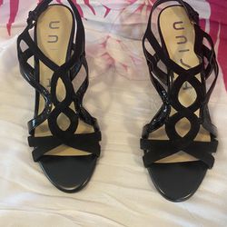 Black Strappy Wedge 3” Heels Size 9  ***NEW***
