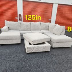 FREE DELIVERY Couch Sofa Double Chaise Sectional Ottoman 4 Piece