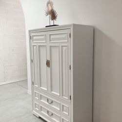 Restored Armoire White And Brass 