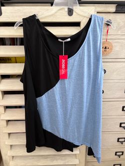 Rosegal Light Blue/Black Color block Asymmetrical Tank Top New with Tags