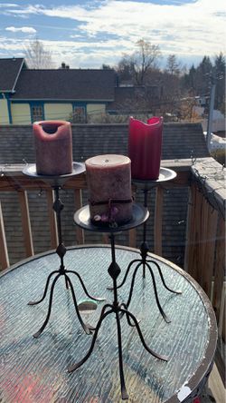 3 iron candle holders