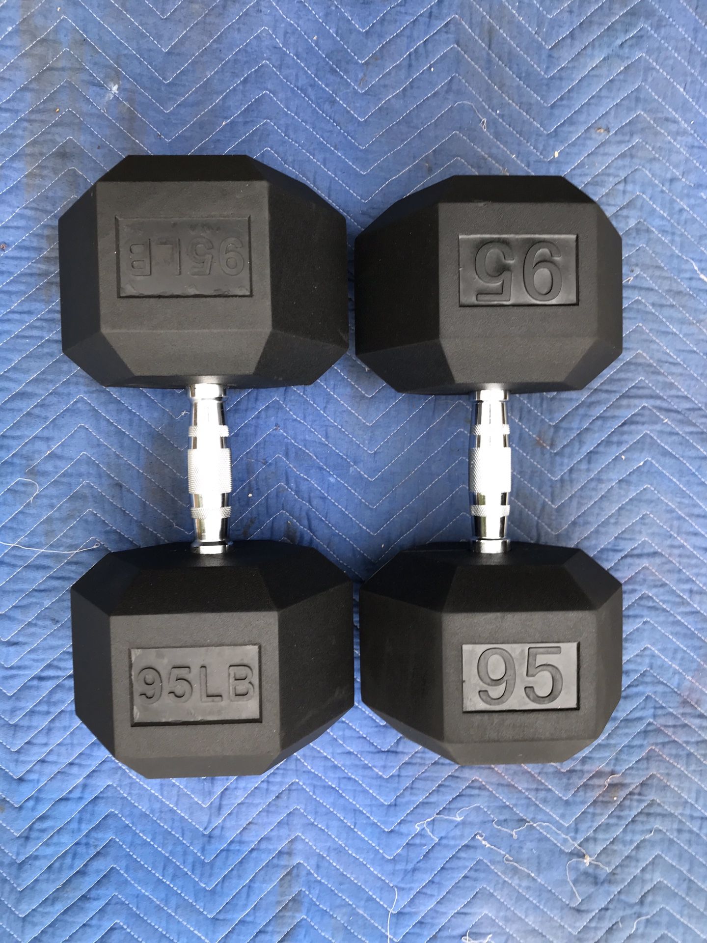95LBS DUMBBELLS WEIGHTS RUBBER COATED BENCH CURL 95 POUNDS NEW!!