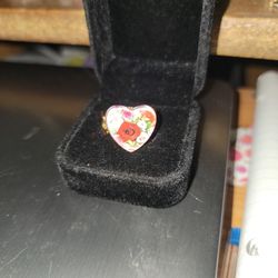 Size 6 Floral Ring Engraved Inside "I Love You Forever " Yeppow Gold Ring