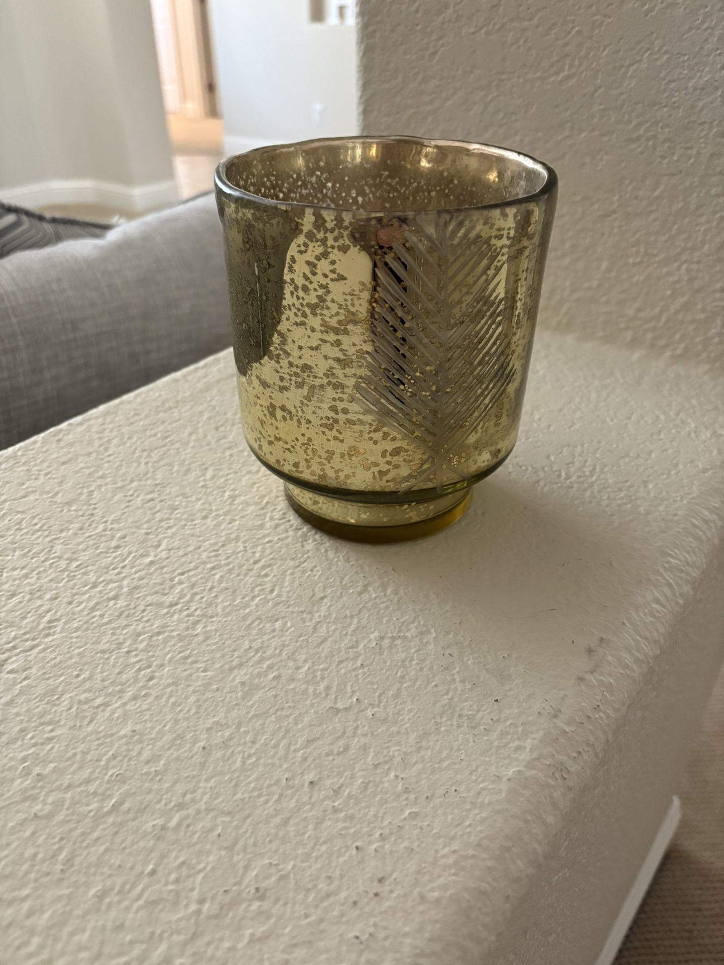 Gold Glass Candle Holder