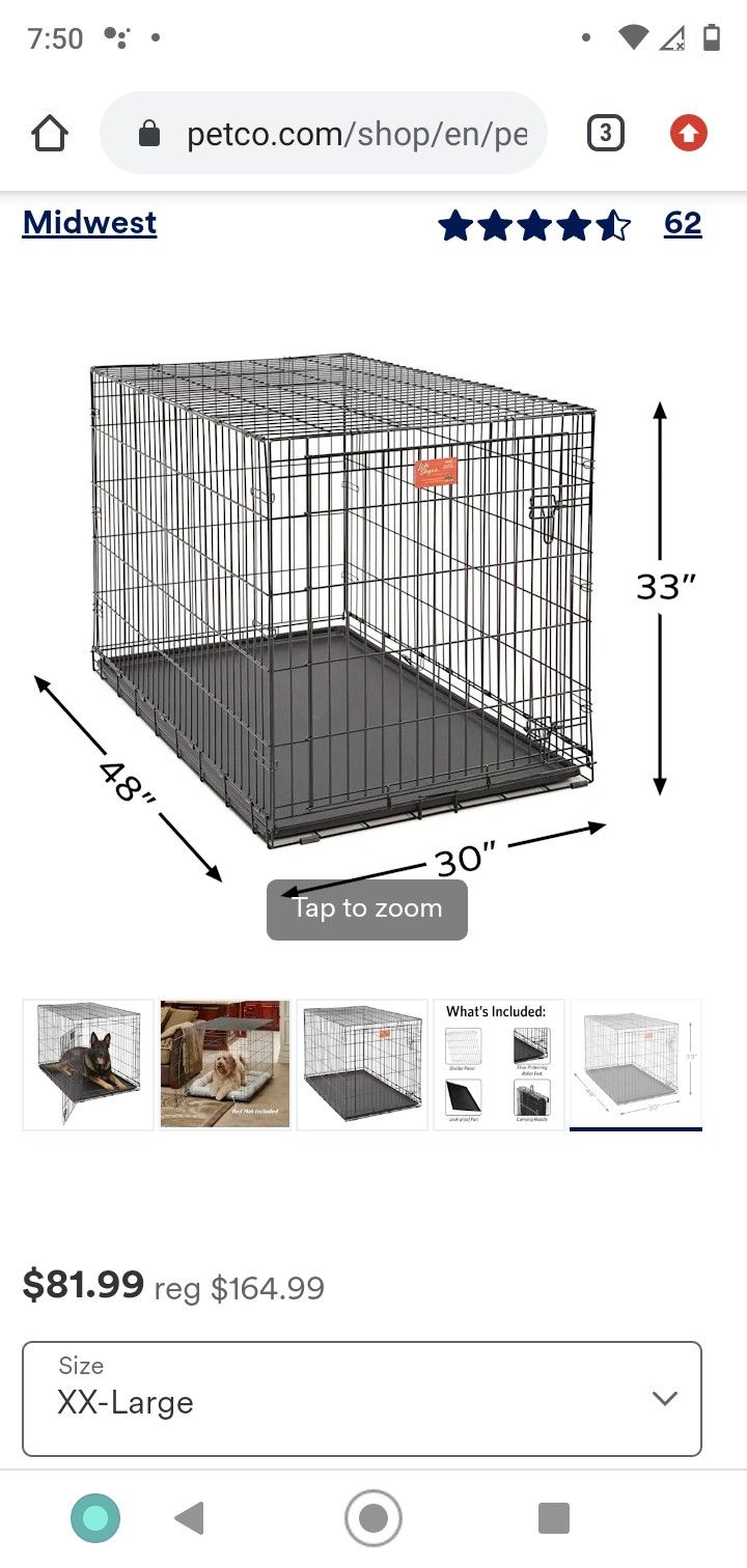 Xxl dog crate plus pad and extra liner pan