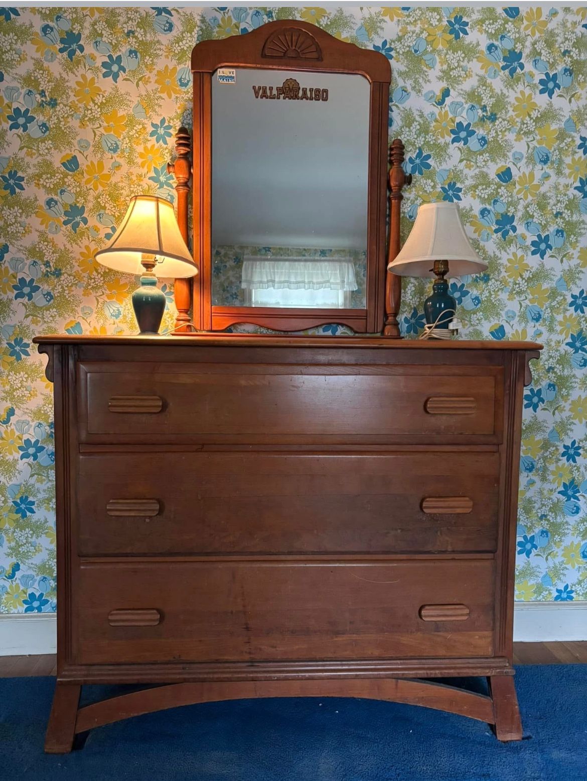 Vintage Mid Century Solid Wood Dresser By Virginia House