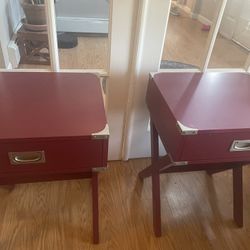 Grable Transitional Wooden 1-Drawer Rectangular End Table x2