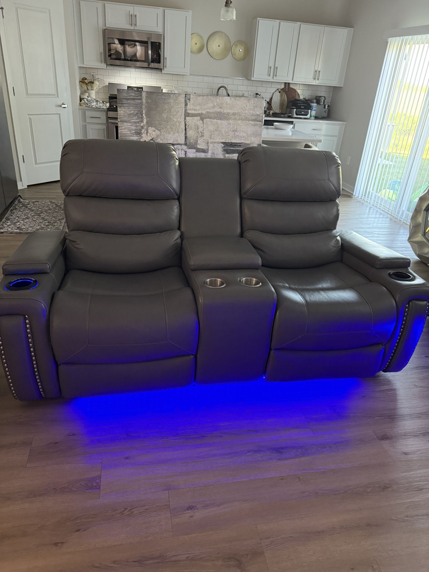 2 Piece Leather Recliner Sofa And Love Seat